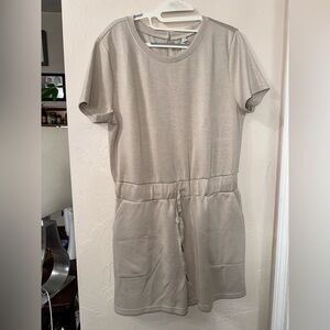 Elegant Taupe Short-Sleeve Jumpsuit